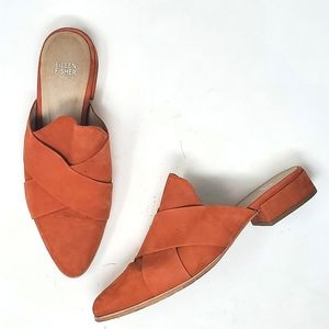 EILEEN FISHER Bauer Tumbled Nubuck Mule Flats Size 10